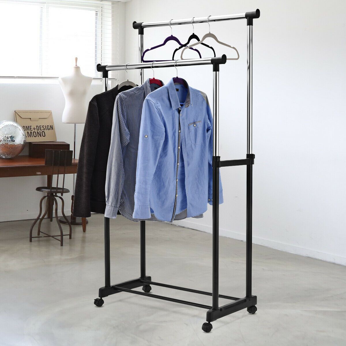 Adjustable Double Rail Garment Rack